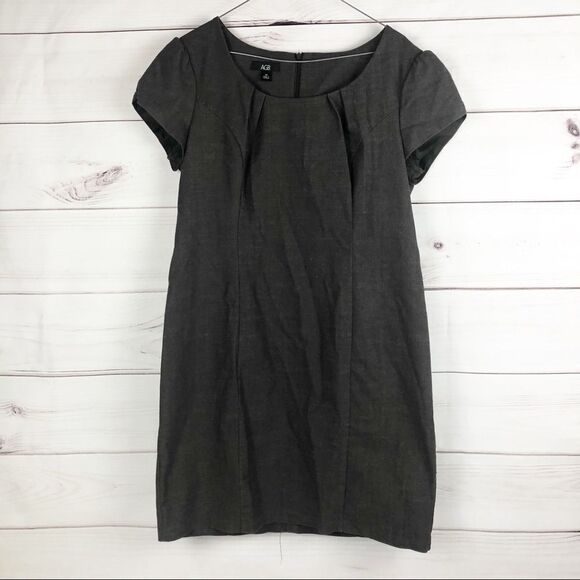 AGB Brown Woven Pleated Neckline Dress size 14 - Picture 1 of 5